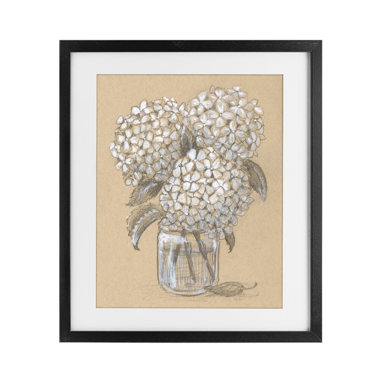 Stupell Industries Hydrangea Jar Drawing Framed Print Under Glass, design by Patti Bishop